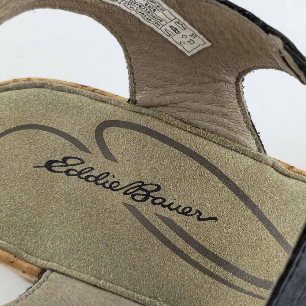 Eddie Bauer Women's Platform Cork Wedge Slingback Sandals Black 11 - Picture 9 of 15